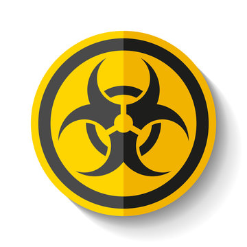 Biohazard sign icon in flat style on white background, toxic emblem, vector design illustration for you project