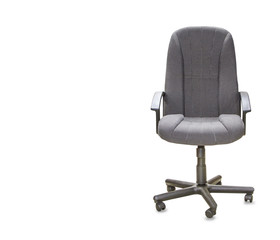 Modern office chair from gray cloth over white
