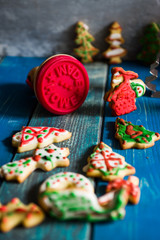 Fototapeta premium Pieczenie ciasteczek świątecznych. Tło wakacje.