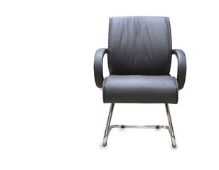 Fototapeta premium The office chair from black leather. Isolated