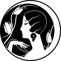 Naklejki  Graficzna sylwetka kobiety w stylu art deco