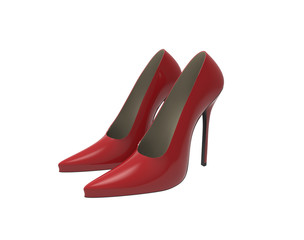 3D Red girl shoes on white background