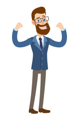 Hipster Businessman showing biceps