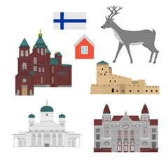 Flat building of Finland country, travel icon landmark . Helsinki City architecture. World European travel vacation sightseeing.