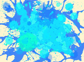 Blue watercolor paint splashes background