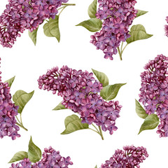 Floral seamless pattern with watercolor lilac