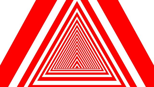 Seamless Looping Red and White Triangle shape Abstract Animated Background Hypnotic tunnel Style.
