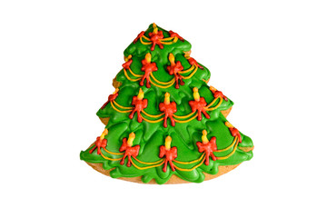 Gingerbread christmas tree isolated on a white background