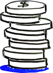 Coins White Board Illustration