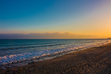 Beach. Summer sunset beach. Costa del Sol, Andalusia, Spain.