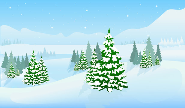 Winter vector background. New Year's landscape. EPS 10