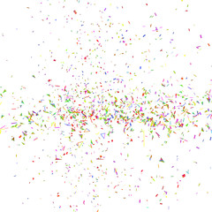 Explosion of multicolored festive confetti on white. Vector