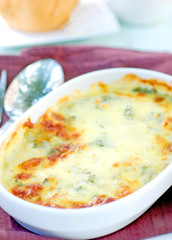 homemade spinach lasagna and cheese