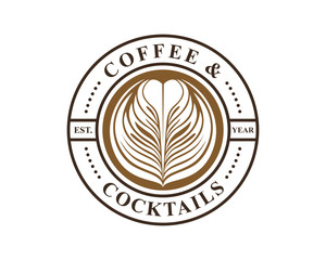 Classic Circle Drawing on the Coffee Cup Illustration Vintage Logo Symbol