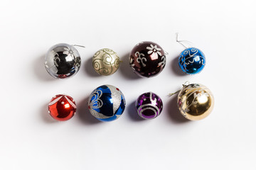 Christmas holiday round balls new year on white background