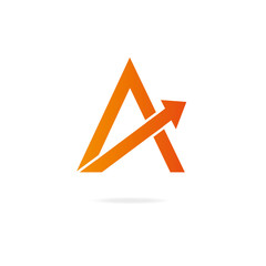 Letter A logo. Design template elements, arrow, business, success