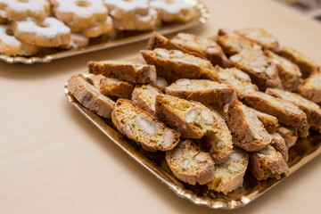 close up typical genoese biscuits canestrelli and cantucci