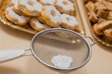close up typical genoese biscuits canestrelli and cantucci-