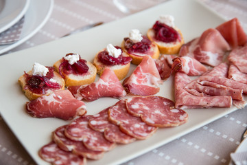 typical appetizer of the Piedmont piedmont region with cured meats