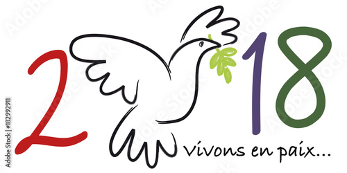2018 Carte De Vœux Colombe De La Paix Paix Symbole