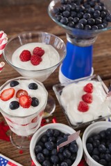 Fruits and ice cream with 4th july theme