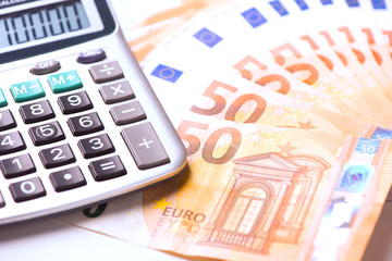 Euro money and calculator