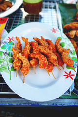 Fried food with sticks, Thai style food, Thailand street food ,Bangkok