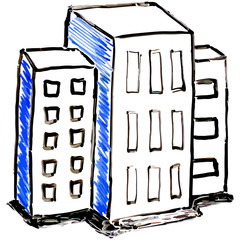 Residential Flats White Board Illustration © Emile