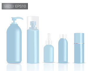 Blue Pastel Bottles Set Background Illustration.