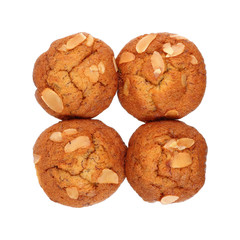 set of banana cupcake isolated on white