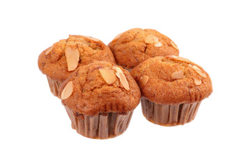 set of banana cupcake isolated on white