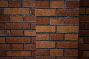 orange red brick wall close up background