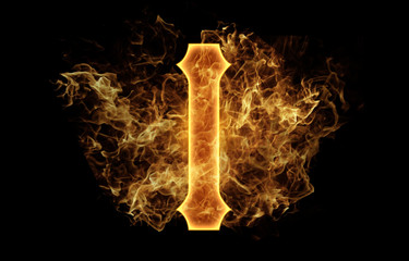i alphabet letter logo fire flames design