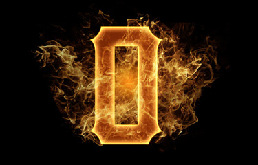 o alphabet letter logo fire flames design