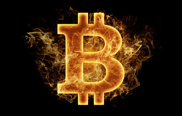 bitcoin money currency symbol logo fire flames design