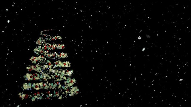 PNG alpha Christmas Tree Growing.Make your Christmas Card and New Year Eve perfect adding Growing Christmas Tree with Snowflakes animation.Type 1 left side