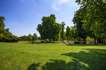Bois de Vincennes lawns on sunny day