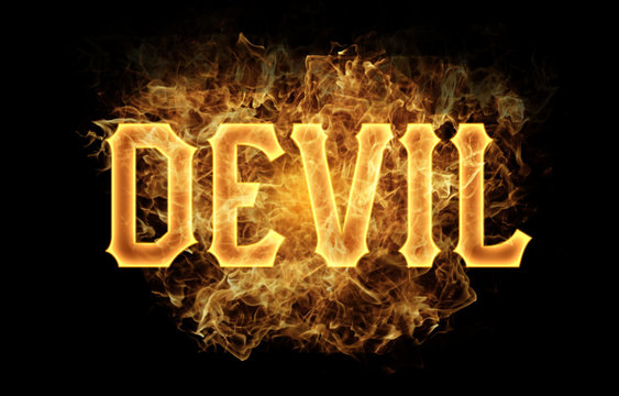 devil word text logo fire flames design