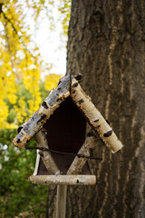 bird house out of wood front view