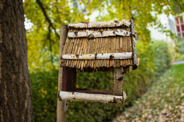 bird house out of wood side view