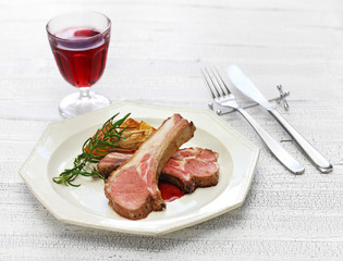 roasted rack of Lozere lamb