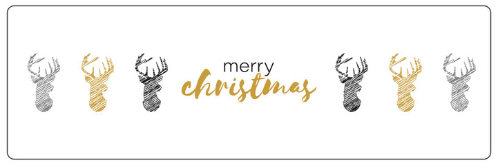 verschiedene handgezeichnete Rentiere - Merry Christmas - Banner
