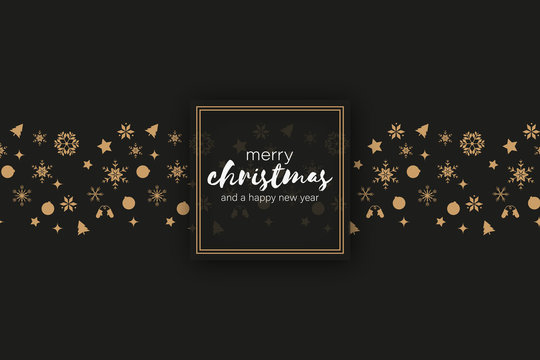 golden Christmas card - greetings - golden banner