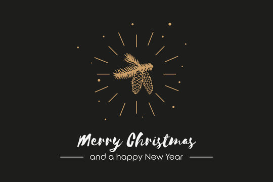 Merry Christmas - Tannenzapfen - goldene Weihnachtskarte