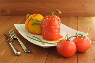 Stewed peppers on the dining table