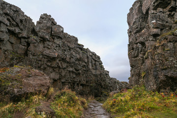 Valley in Thingvellir National Park, Southwestern Iceland