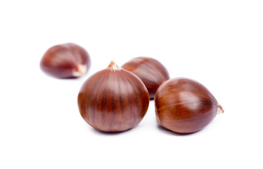 Chestnuts isolated on white background