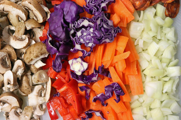 Chopped ingredients for stir fry