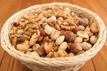 Basket with different nuts