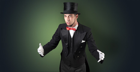 Magician holds something invisible